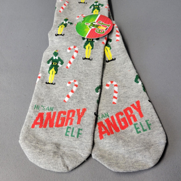 American Eagle Socks Mens One Size Gray Crew Elf Movie Angry Buddy Christmas New - Picture 5 of 8